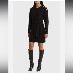 Charles Henry Black Long Sleeve Sweater Dress